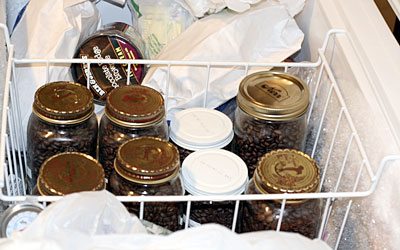 Coffee storage in freezer