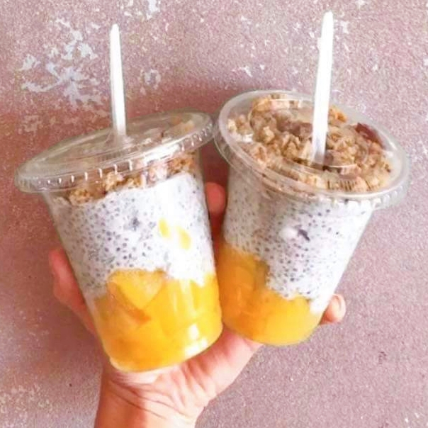 Chia seed puddings prepared fresh at Quest Burleigh Cafe