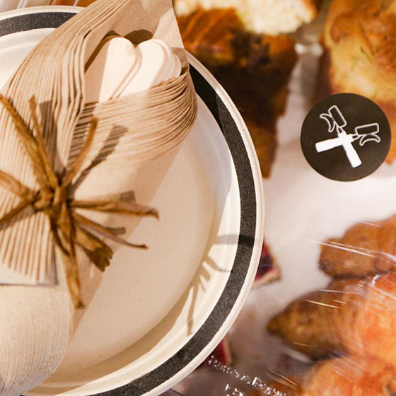 Picture of catering cutlery and cakes